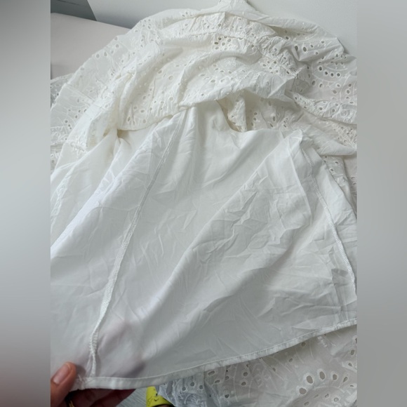 Sam Edelman Ivory White Eyelet Collared Maxi Dress Women size 6 lined Wedding - Picture 8 of 14